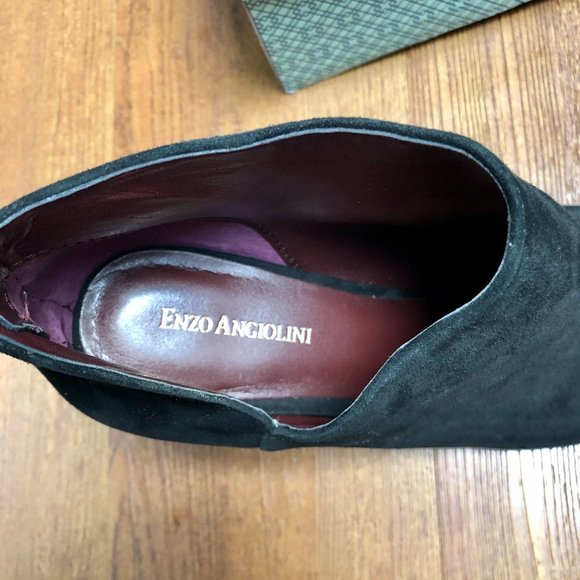 Enzo Angiolini Black Suede Bootie Ankle Boot Black - Picture 4 of 12